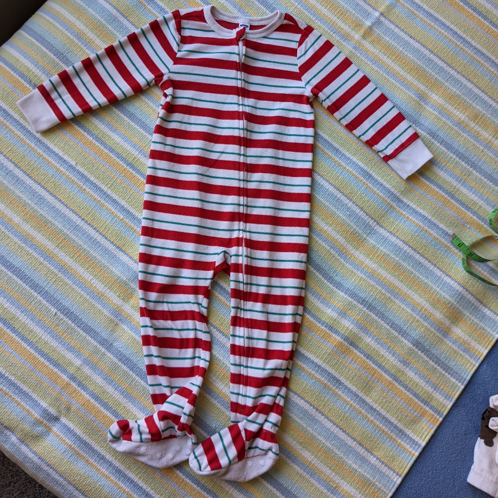 Bundle Only | Old Navy Striped Fleece Holiday Footie Pajamas Pjs 3t